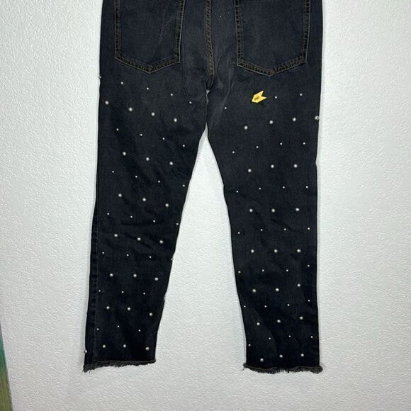 NWT Isabel Marant Pearl Bead Embellished Straight Leg Jeans Black Sz 36/ Small - Picture 7 of 16